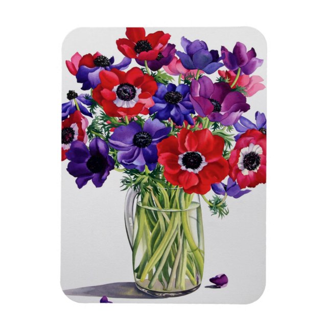 Anemones in a Glass Jug Magnet (Vertikal)