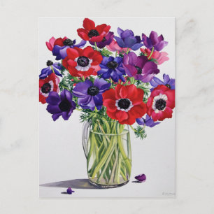 Anemones in a Glass Jug Vykort