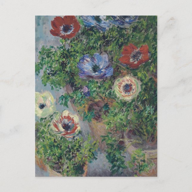 Anemones in Pot, Claude Monet, 1885 Vykort (Framsida)