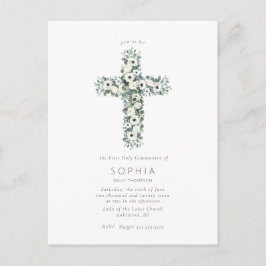 Anemones och Eucalyptus kor First Heliga Communion Vykort