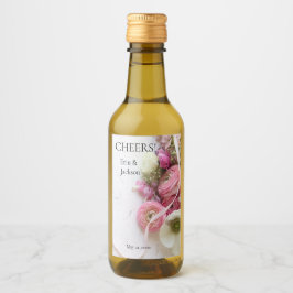 Anemones, ranunculus, ribbon Beverage Label Set Vinetikett