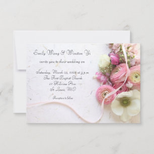 Anemones, ranunculus, ribbon inbjudningar