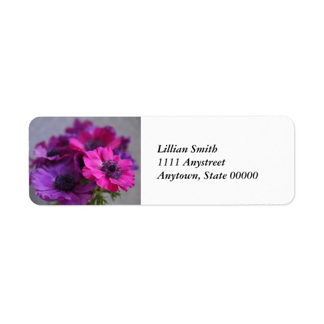 Anemones-returetiketter Returadress Etikett (Framsidan)