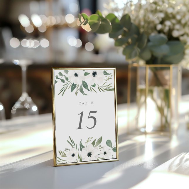 Anemones Sage & Dusty Eucalyptus Bordsnummer (Anemones Sage & Dusty Eucalyptus Table Number)