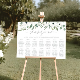 Anemones Sage & Eucalyptus Bröllop-sittkartor Poster