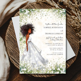 Anemones svart brickor, vattenfärg bröllop inbjudningar