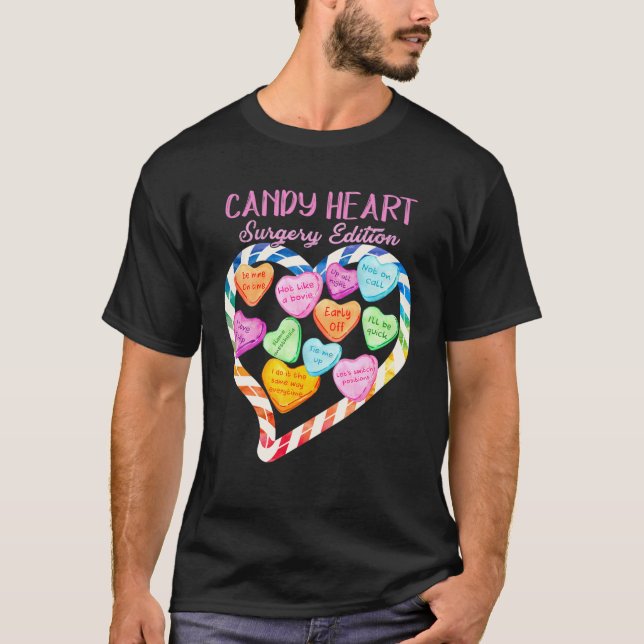 Anestesi Nurse Valentines day Candy Heart Surger T Shirt (Framsida)