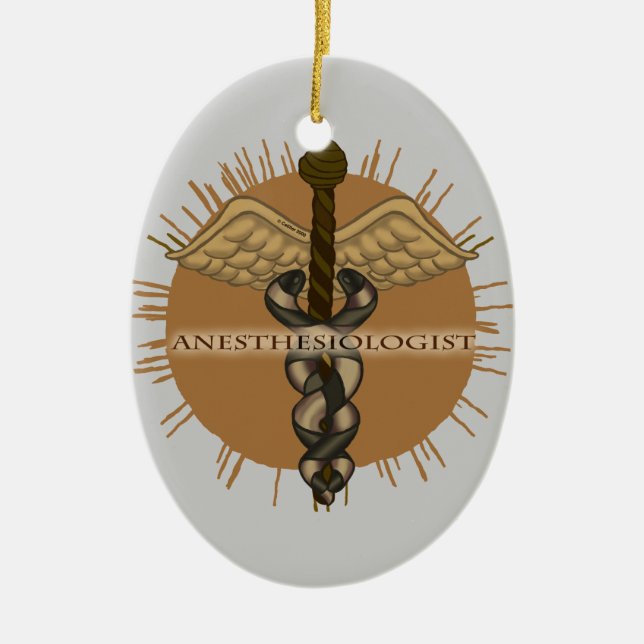 Anestesiolog Caduceus Oval Ornament (Framsidan)