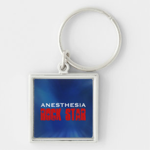 Anestesirockstjärna Fyrkantig Silverfärgad Nyckelring