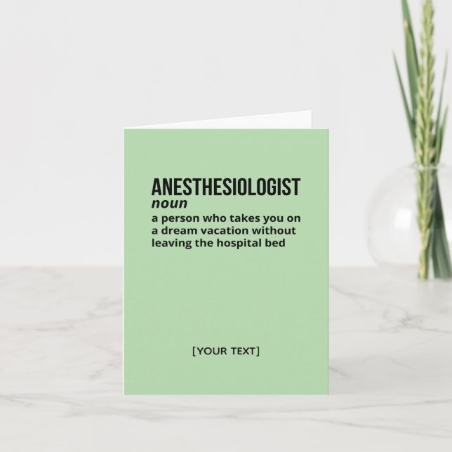 Anesthesiolog Definition Card - roligt presentkort Tack Kort (Framsida)