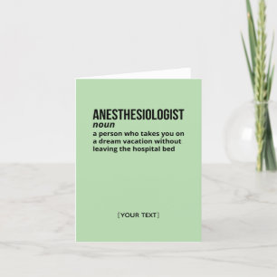 Anesthesiolog Definition Card - roligt presentkort Tack Kort