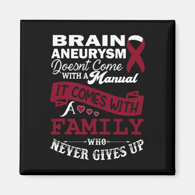 Aneurysm Awareness Burgundy Ribbon Family Support Magnet (Framsidan)