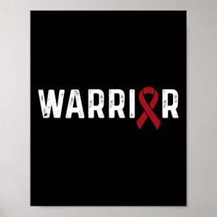 Aneurysm Awareness Burgundy Ribbon Warrior Poster