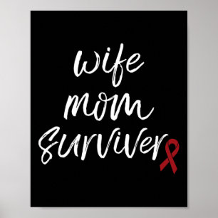 Aneurysm Awareness Burgundy Ribbon Wife Mamma Surv Poster