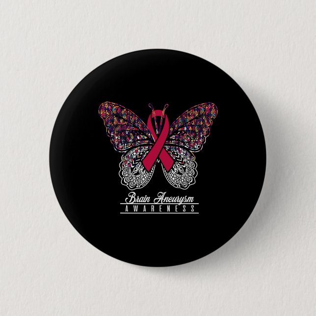 Aneurysm Awareness Butterfly Älskare Gifts Knapp (Framsida)