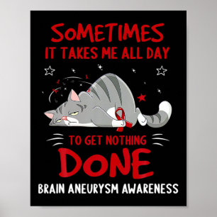 Aneurysm Awareness Cat Ribbon Poster