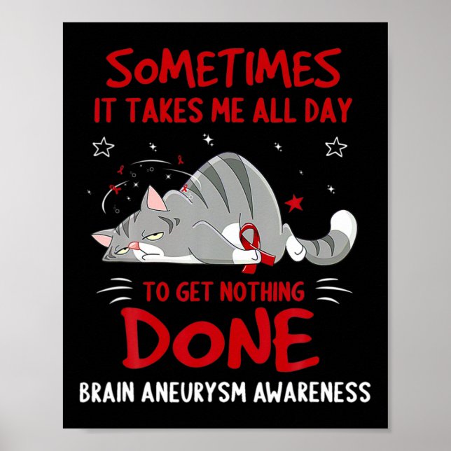Aneurysm Awareness Cat Ribbon Poster (Framsidan)