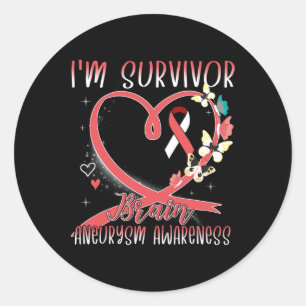 Aneurysm Awareness Jag är Survivor Heart Ribbon Runt Klistermärke