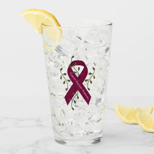 Aneurysm Awareness Ribbon Pint Glass Glaskopp (Framsida Ice)
