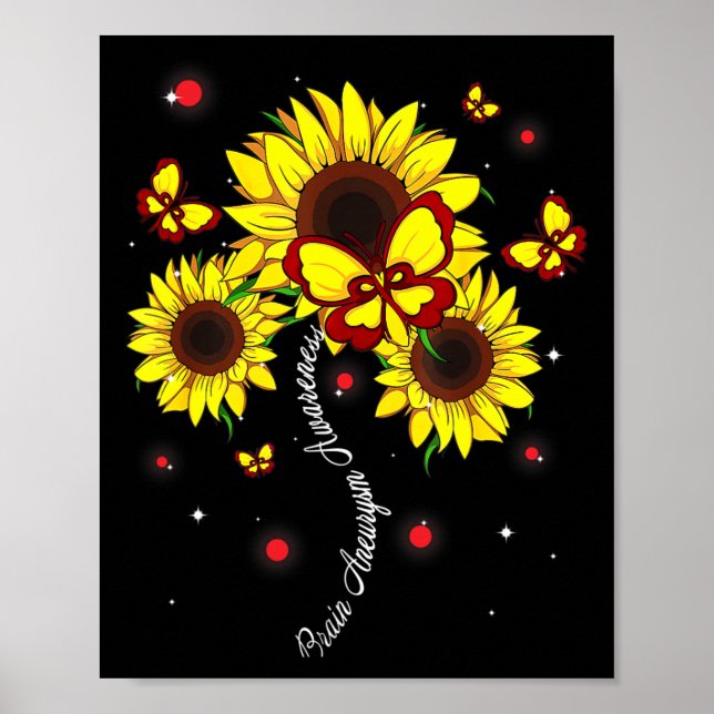 Aneurysm Awareness Solros Butterfly Ribbon Poster (Framsidan)