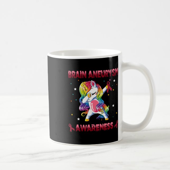Aneurysm Awareness Unicorn Dabbing Burgundy Ribbon Kaffemugg (Höger)