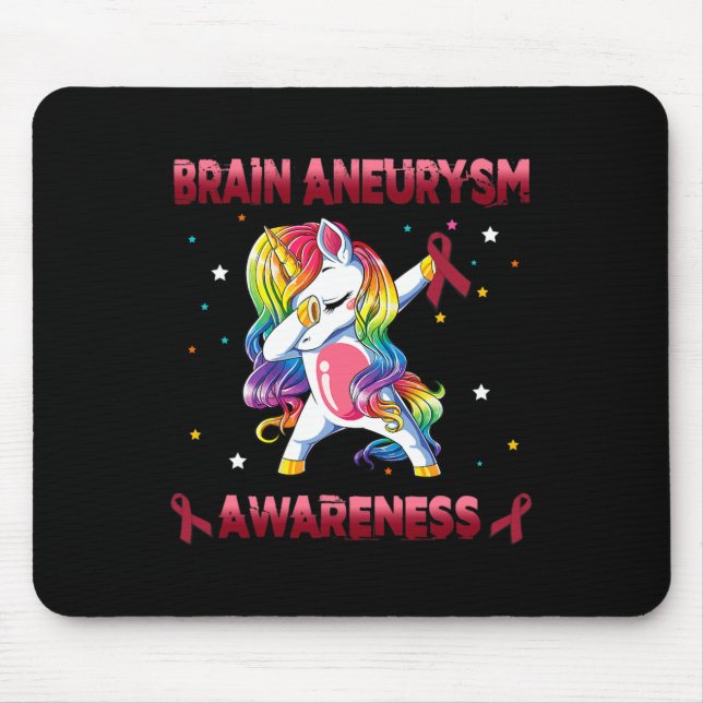 Aneurysm Awareness Unicorn Dabbing Burgundy Ribbon Musmatta (Framsidan)