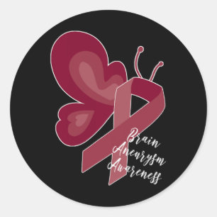 Aneurysm Survivor Awareness Burgundy Butterfly Gif Runt Klistermärke