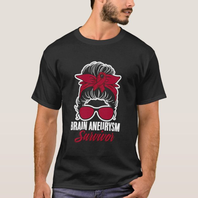 Aneurysm Survivor Messy Hair Aortic Brain Aneurysm T Shirt (Framsida)