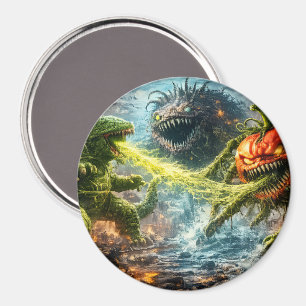 Anfall av den kolossala mutantgrönsaksrunda larv magnet