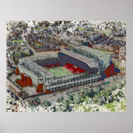 Anfield Stadium Liverpool - Akvarell konstverk Poster
