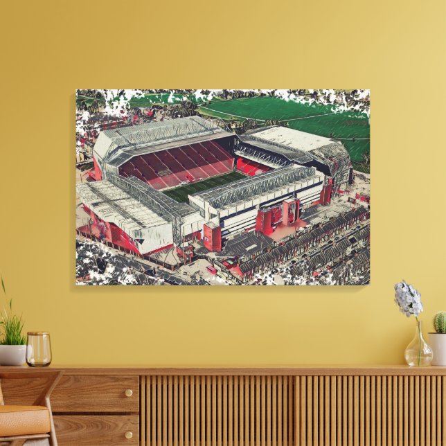 Anfield Stadium Liverpool - Artistic Watercolour Canvastryck (Insitu (Vardagsrum))