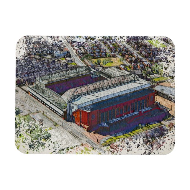Anfield Stadium Liverpool - Artistic Watercolour Magnet (Horisontell)