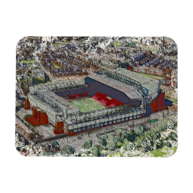 Anfield Stadium Liverpool - Artistic Watercolour Magnet (Horisontell)