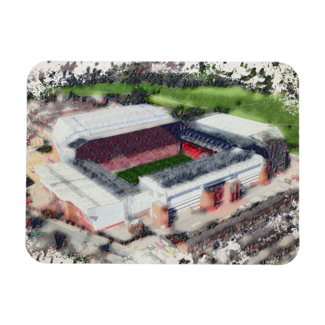 Anfield Stadium Liverpool - Artistic Watercolour Magnet (Horisontell)