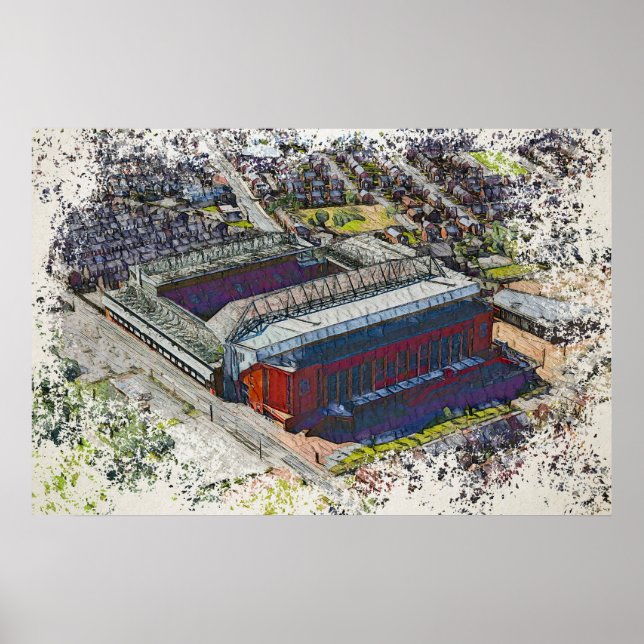 Anfield Stadium Liverpool - Artistic Watercolour Poster (Framsidan)