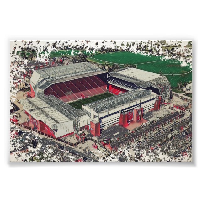 Anfield Stadium Liverpool - Konstnärligt akvarell Fototryck (Framsidan)