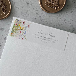 Äng Färgrik Vildblomma Returadressetikett Returadress Etikett
