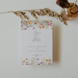 Äng Färgrik Vildblomma Spara Datum Vykort