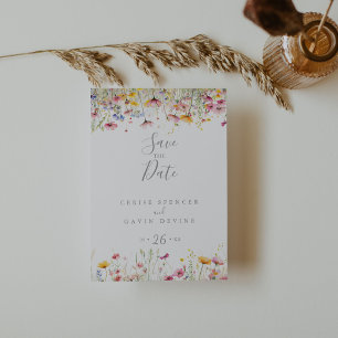 Äng Färgrik Vildblomma Spara Datum Vykort
