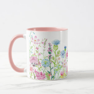 Äng för blomma för blått för vårsommarrosor mugg