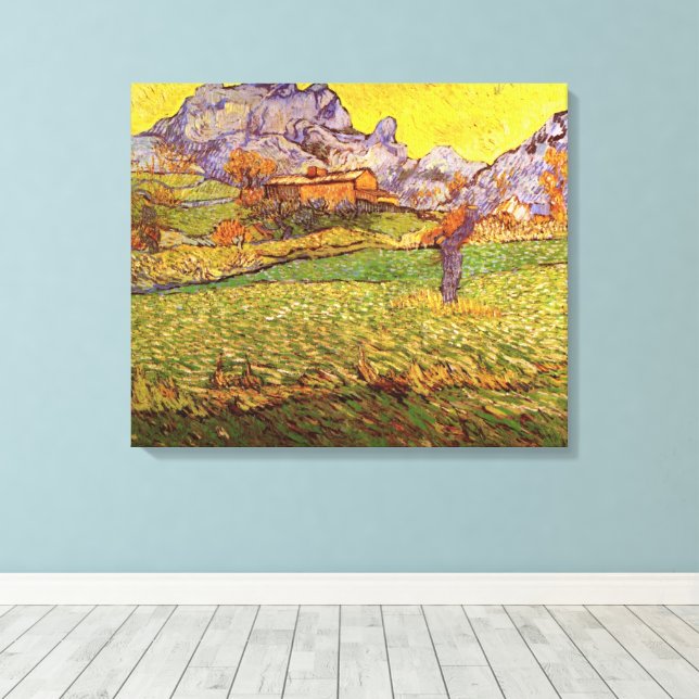 Äng i bergen av Vincent van Gogh Canvastryck (Insitu (trägolv))