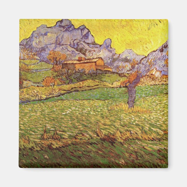 Äng i bergen av Vincent van Gogh Magnet (Framsidan)