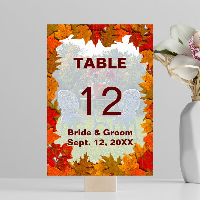 Äng kärlek höst bröllopsbord kort (Meadow of Love Autumn Wedding Table Card)