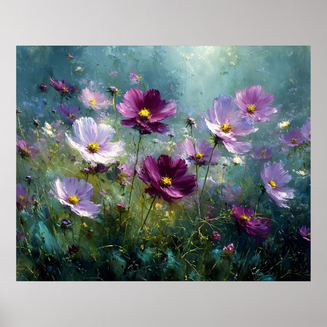 Äng med lila vildblommor i blom poster (Framsidan)