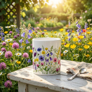 Äng med vilda blommor akvareller. Specialmugg Jumbo Mugg