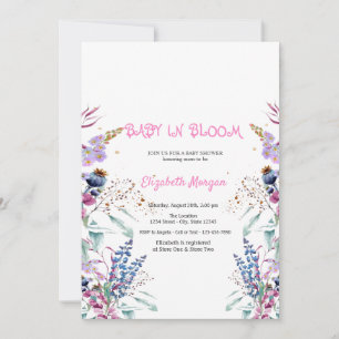 Äng med vilda blommor Baby i knopp Blivande mamma Inbjudningar