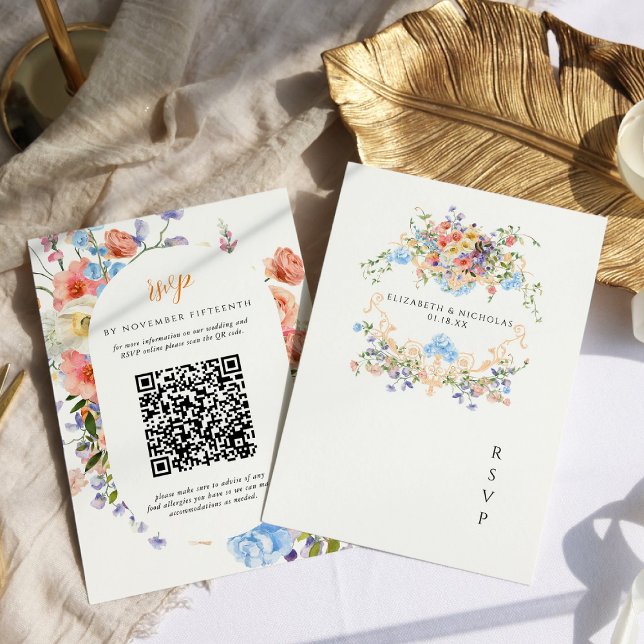 Äng med vilda blommor | Blommig bröllopsvapen RSVP Inbjudningar (Skapare uppladdad)