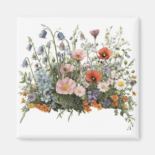 Äng med vilda blommor botaniska trädgård blommor magnet