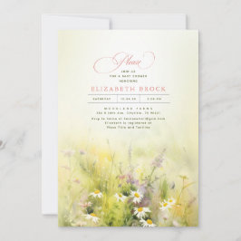 Äng med vilda blommor Elegant babyfest Inbjudningar