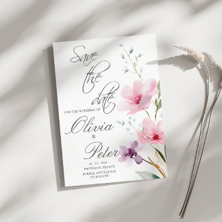 Äng med vilda blommor Foto Spara datumet Inbjudningar